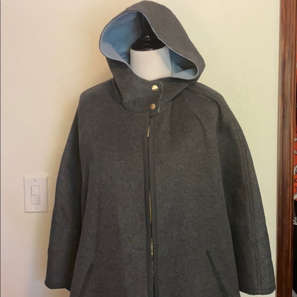 Wool blend cape with hood